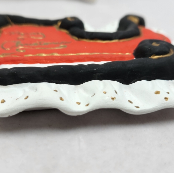 Vintage Painted Ceramic Bisque To and From Christmas Tag Tree Ornament - Picture 8 of 11